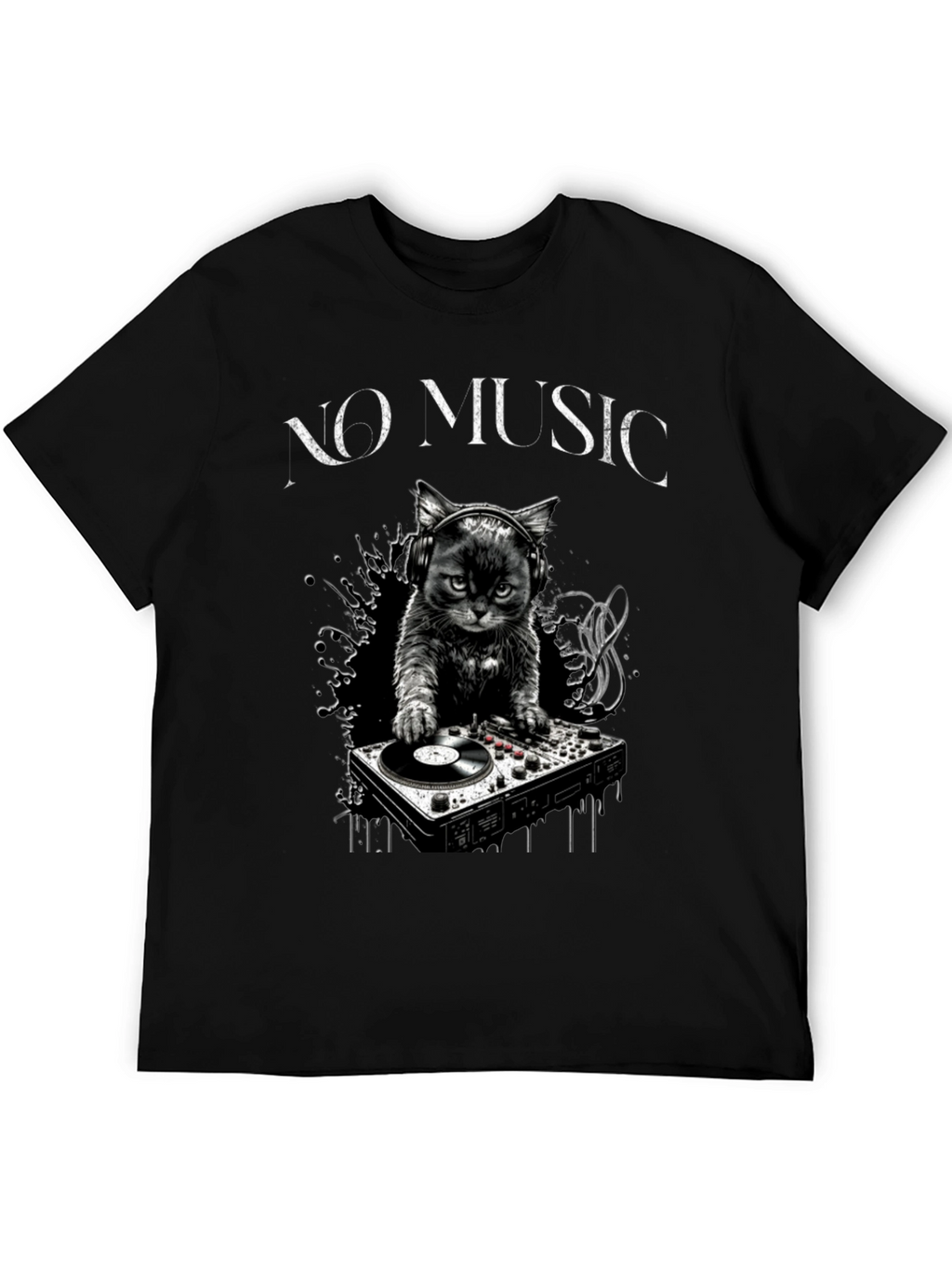 DJ Cat T-Shirt - No Music Club
