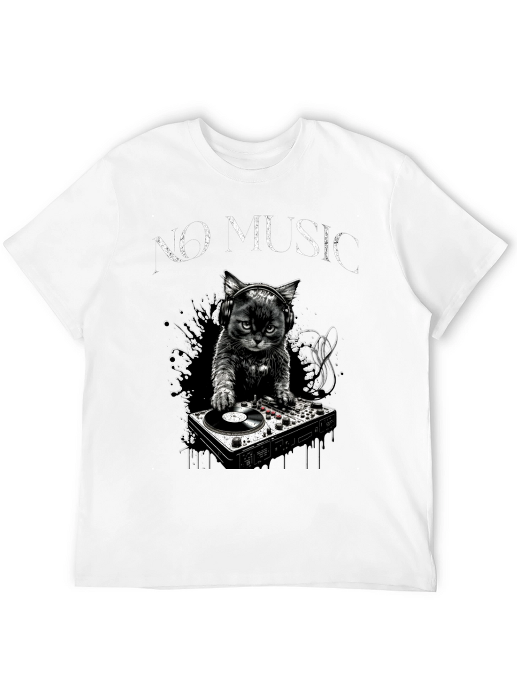 DJ Cat T-Shirt - No Music Club