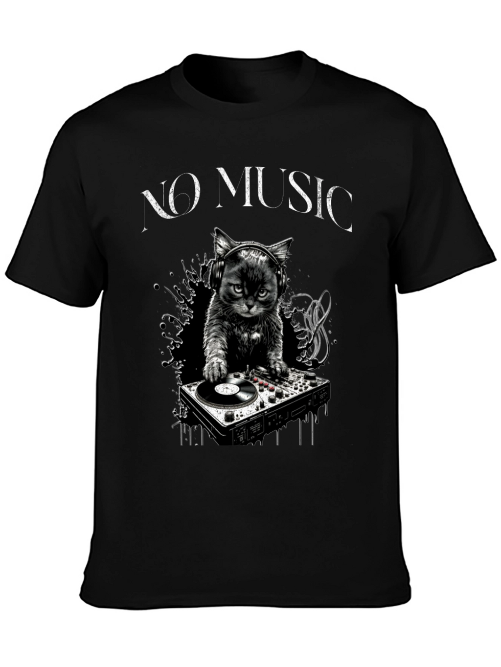 DJ Cat T-Shirt - No Music Club