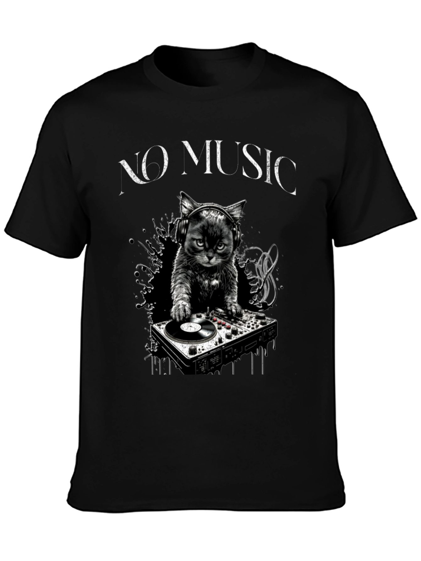 DJ Cat T-Shirt - No Music Club