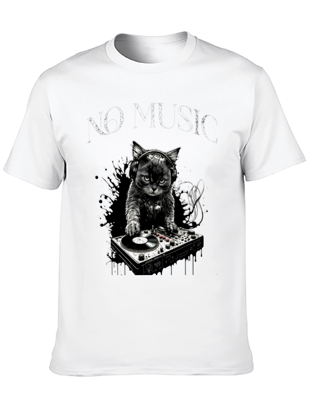 DJ Cat T-Shirt - No Music Club