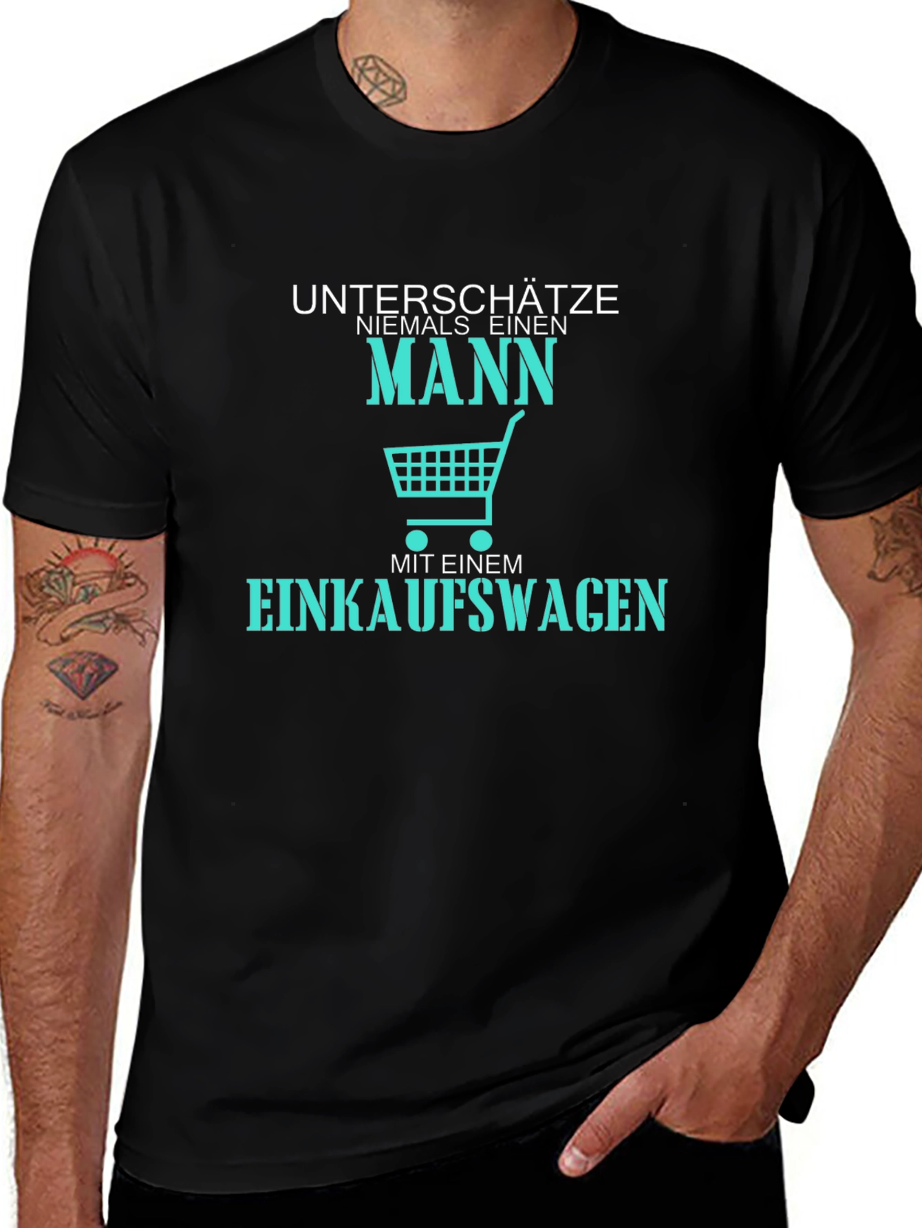 Mens Never Underestimate a Man Black Graphic T-Shirt