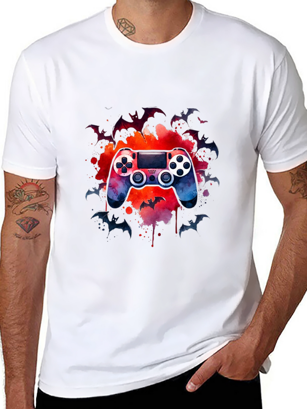 Gamers Night T-Shirt - Controller & Bats Design