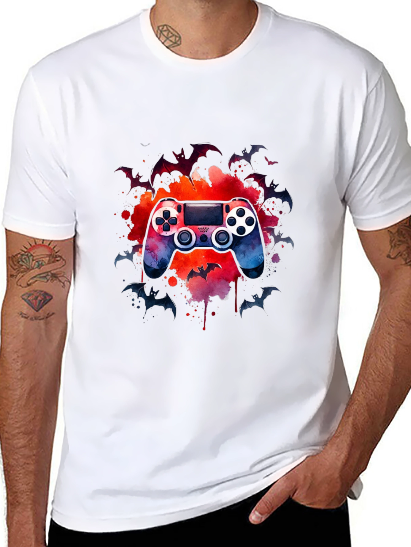 Gamers Night T-Shirt - Controller & Bats Design