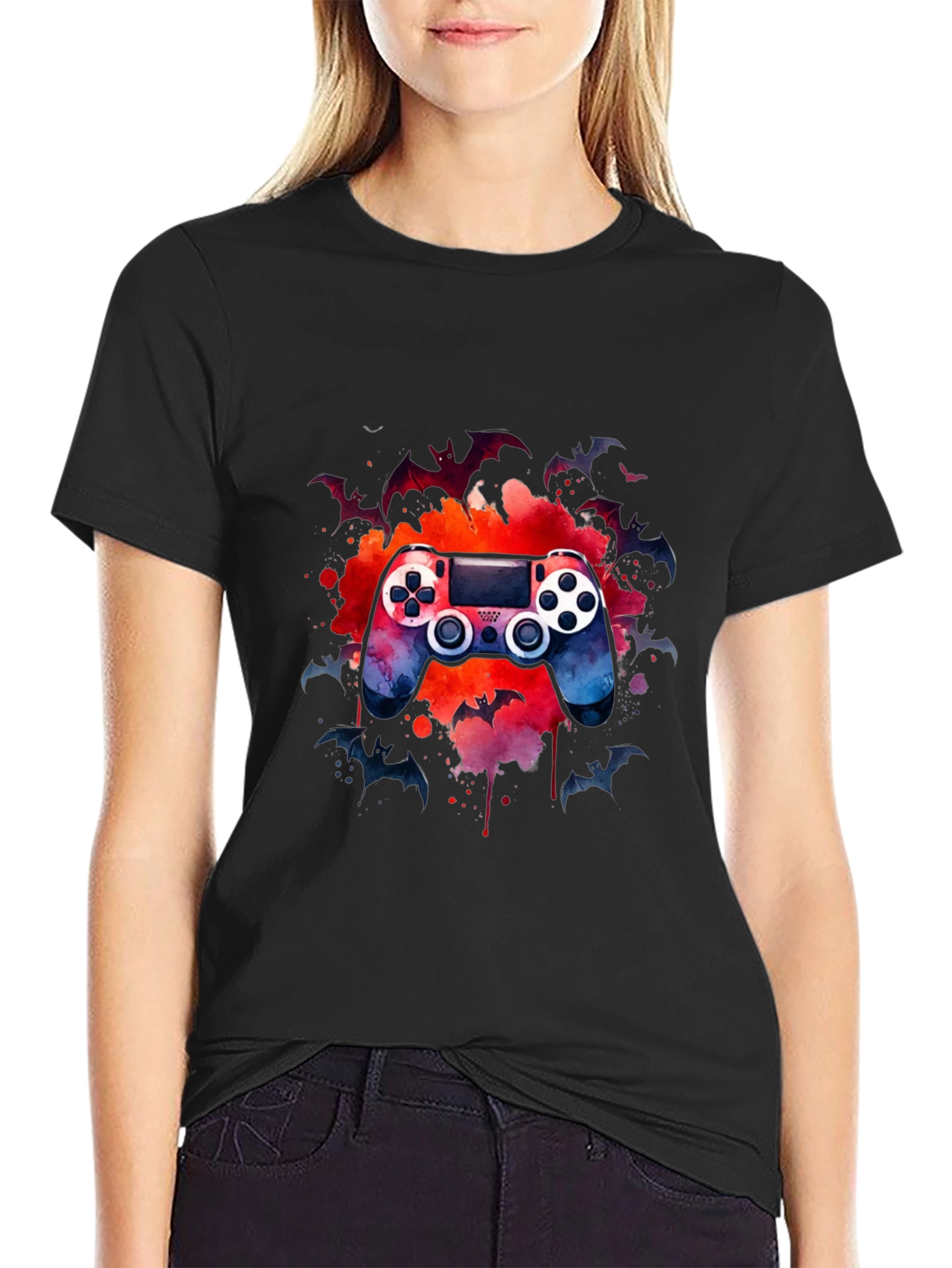 Gamers Night T-Shirt - Controller & Bats Design