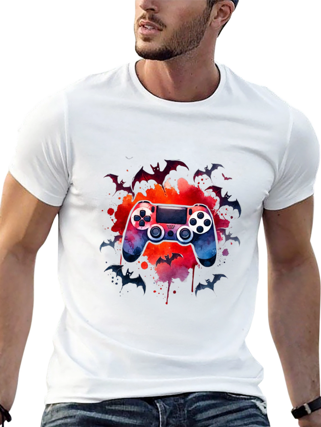 Gamers Night T-Shirt - Controller & Bats Design