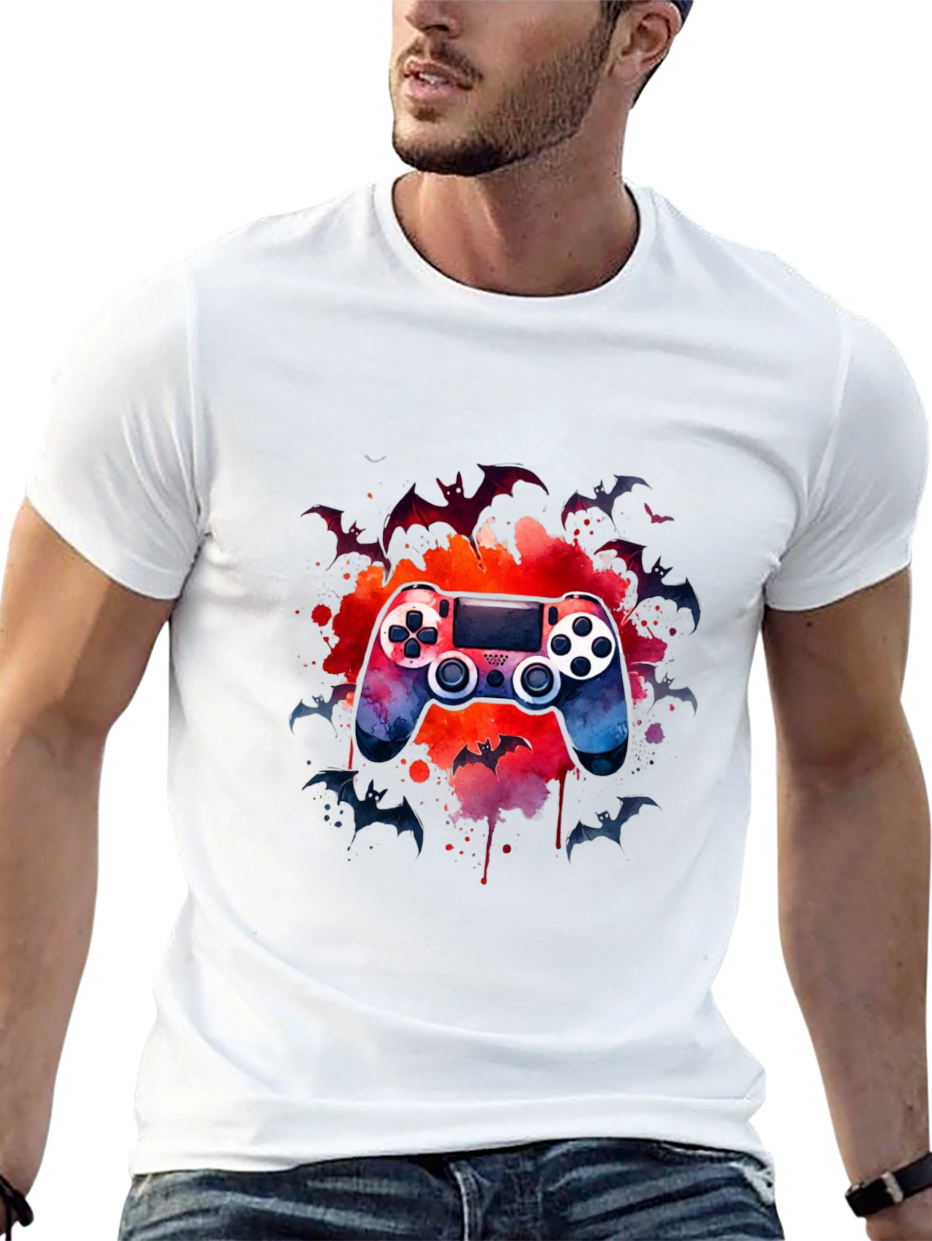 Gamers Night T-Shirt - Controller & Bats Design