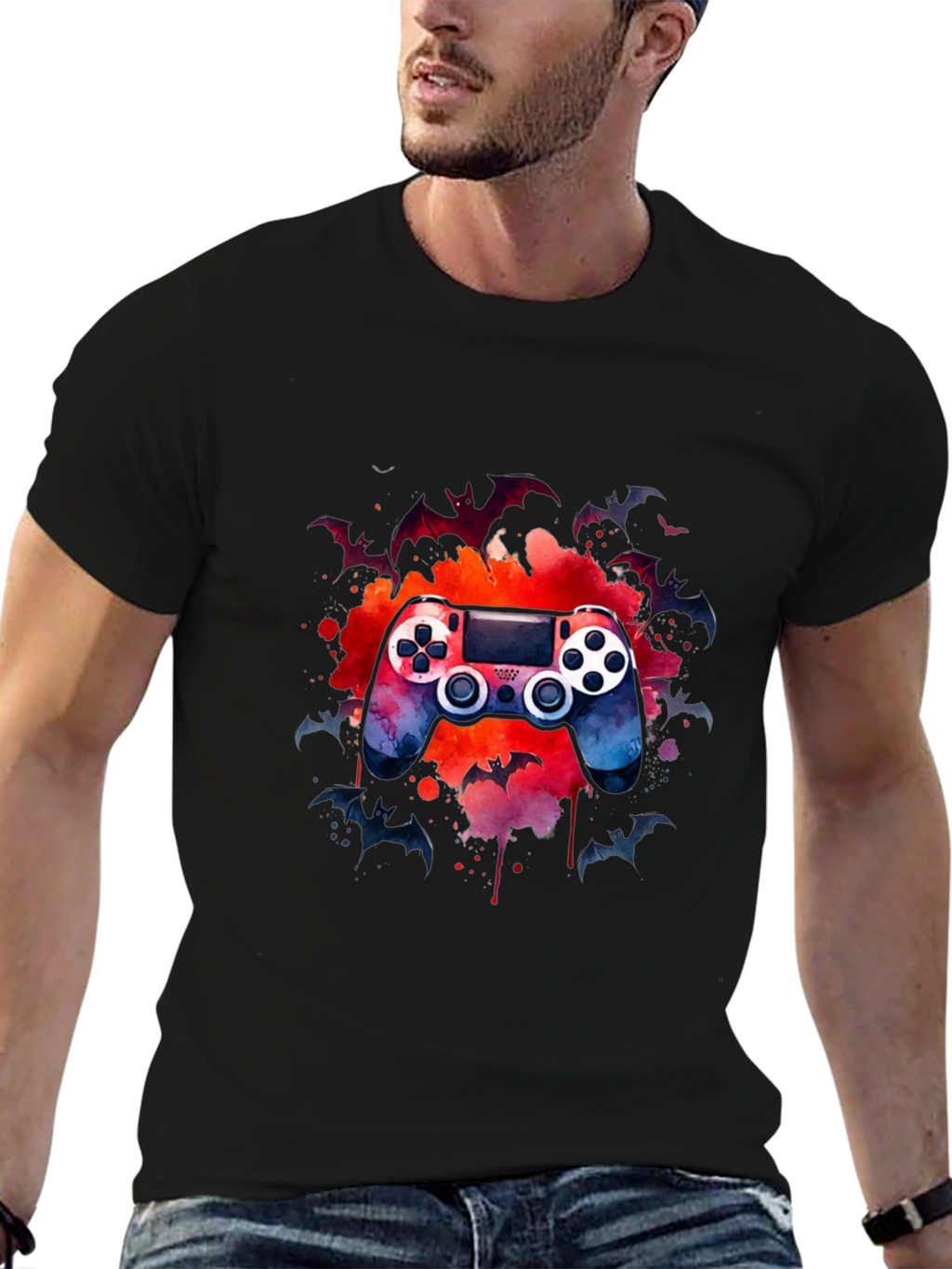 Gamers Night T-Shirt - Controller & Bats Design