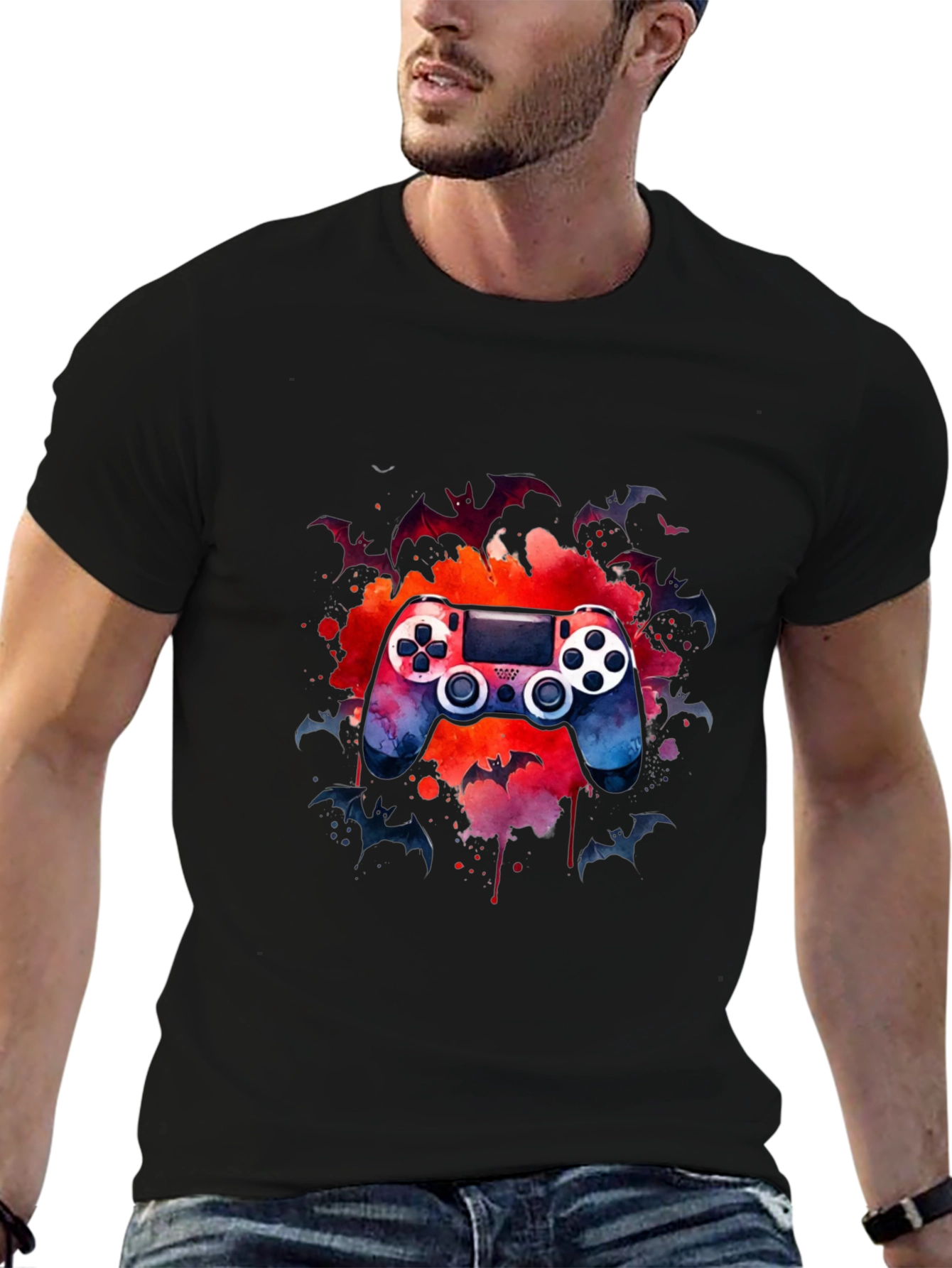 Gamers Night T-Shirt - Controller & Bats Design
