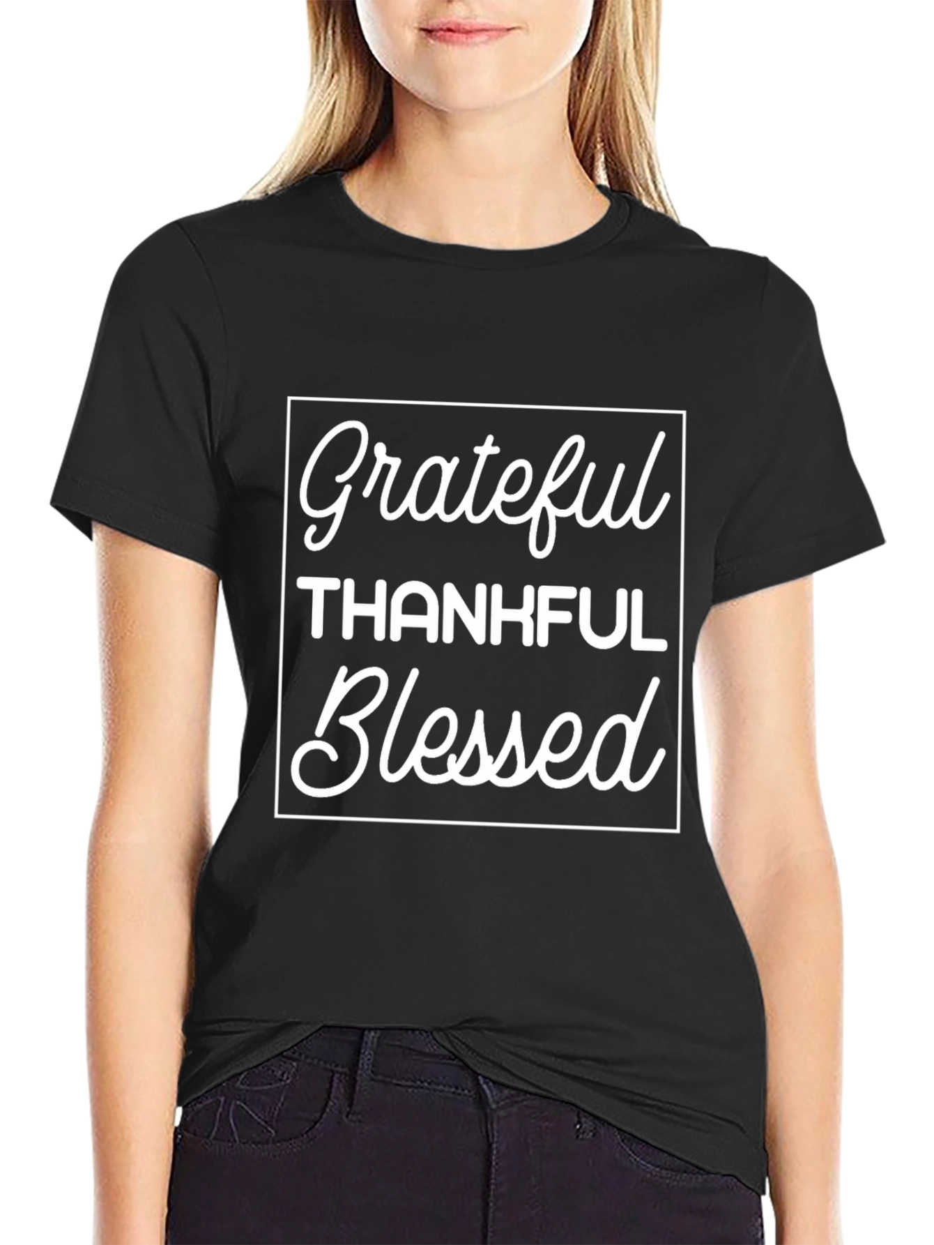 Grateful Thankful Blessed Black T-Shirt