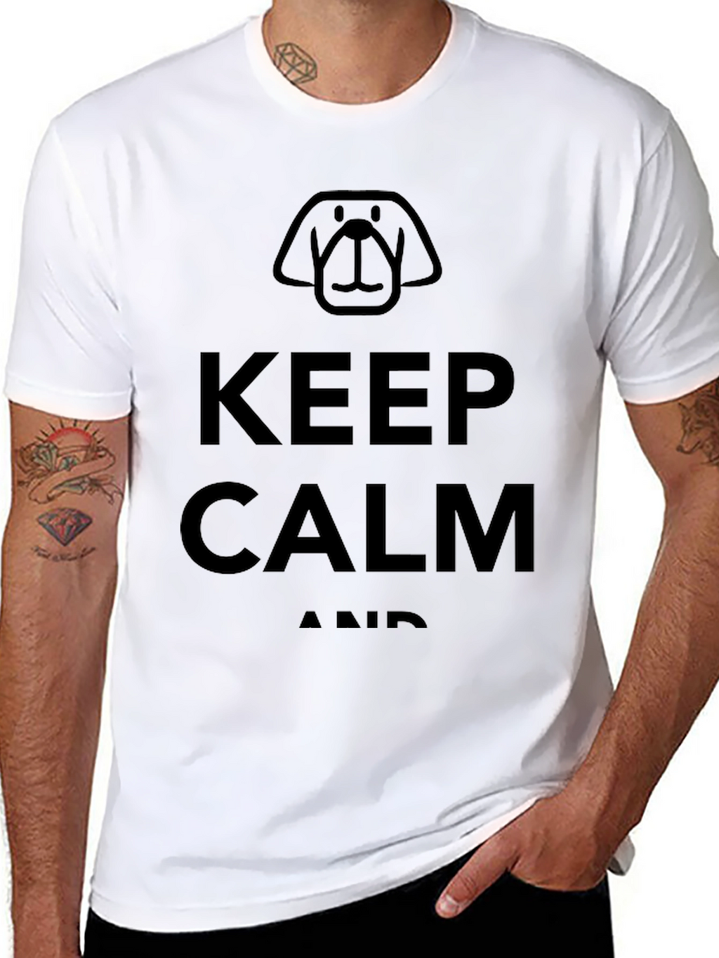 Keep Calm Dog Graphic Black T-Shirt