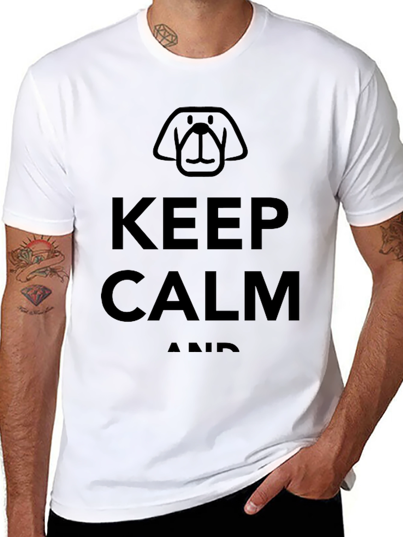 Keep Calm Dog Graphic Black T-Shirt