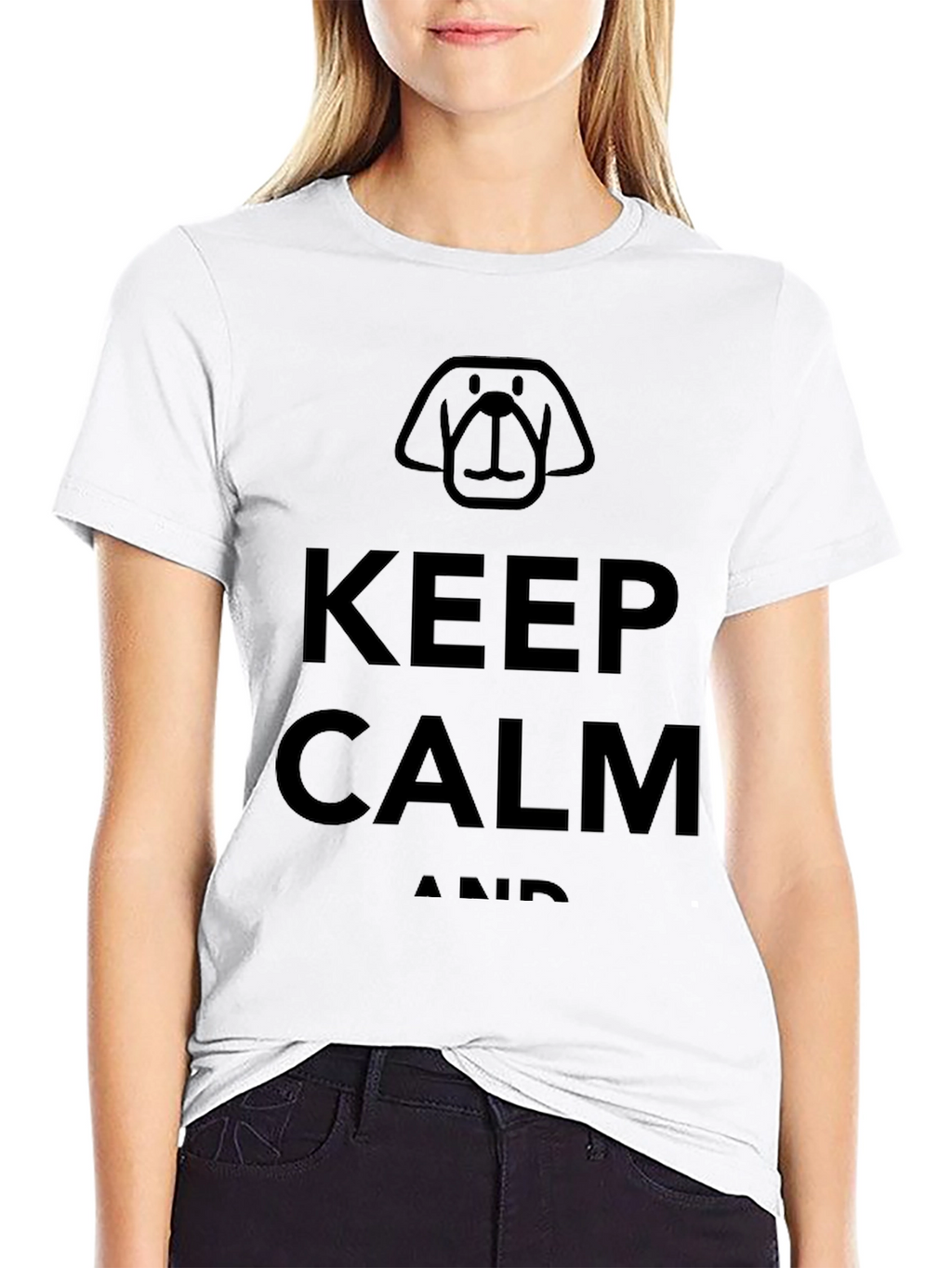 Keep Calm Dog Graphic Black T-Shirt