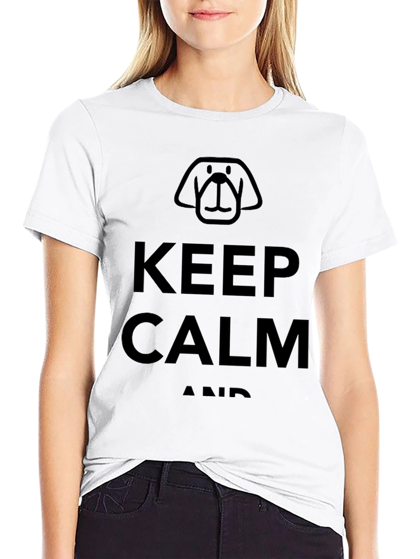 Keep Calm Dog Graphic Black T-Shirt