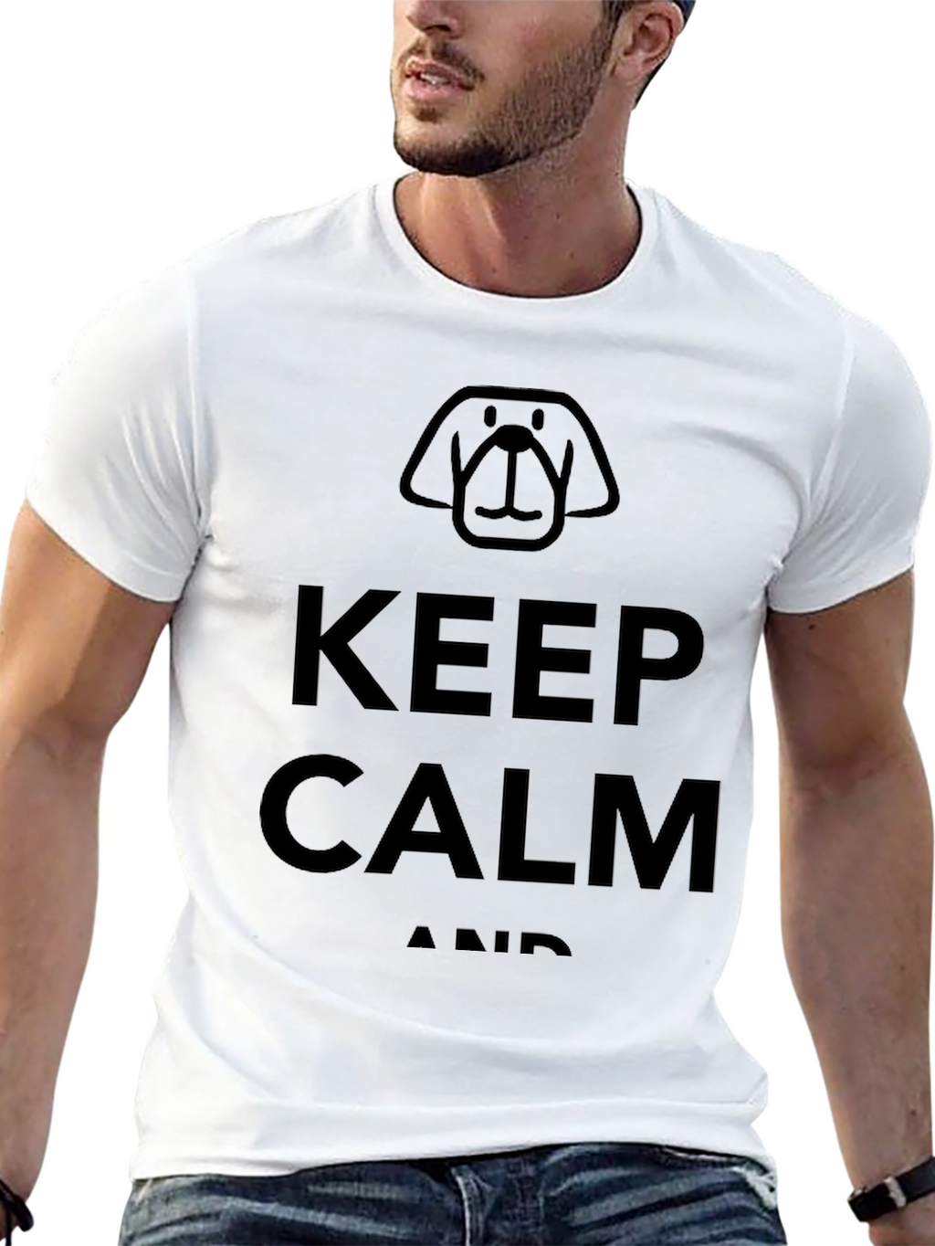 Keep Calm Dog Graphic Black T-Shirt