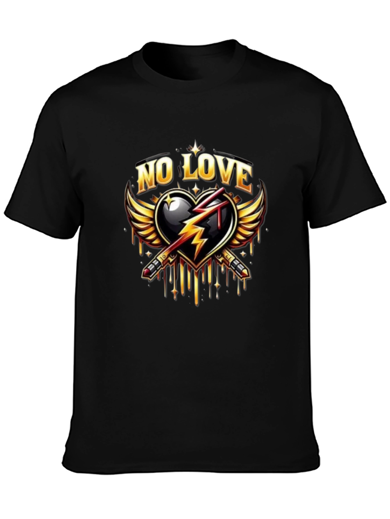 No Love Graphic Print Black T-Shirt