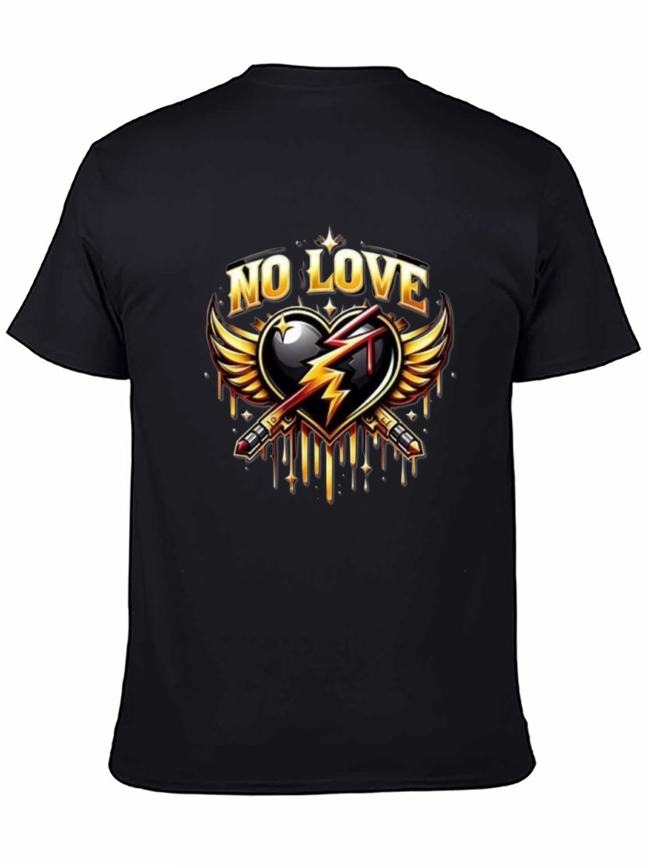 No Love Graphic Print Black T-Shirt