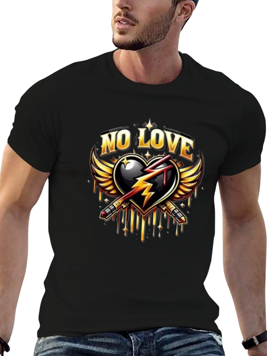 No Love Graphic Print Black T-Shirt