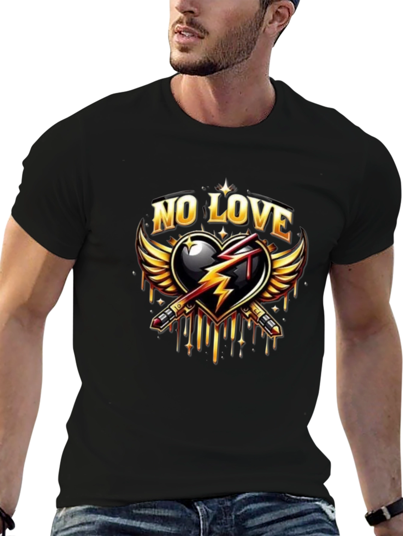 No Love Graphic Print Black T-Shirt