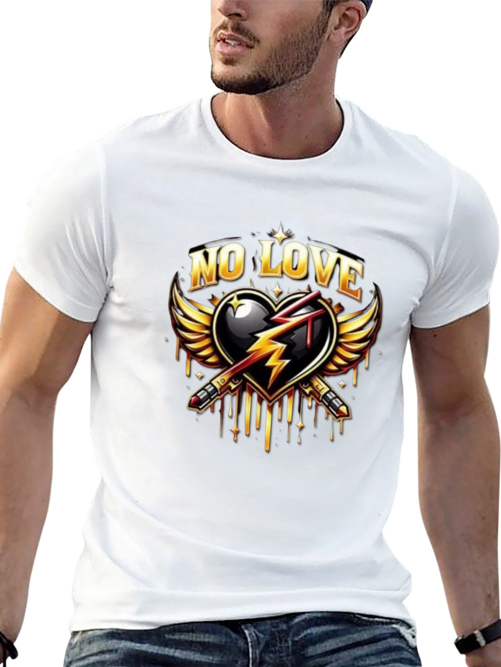 No Love Graphic Print Black T-Shirt