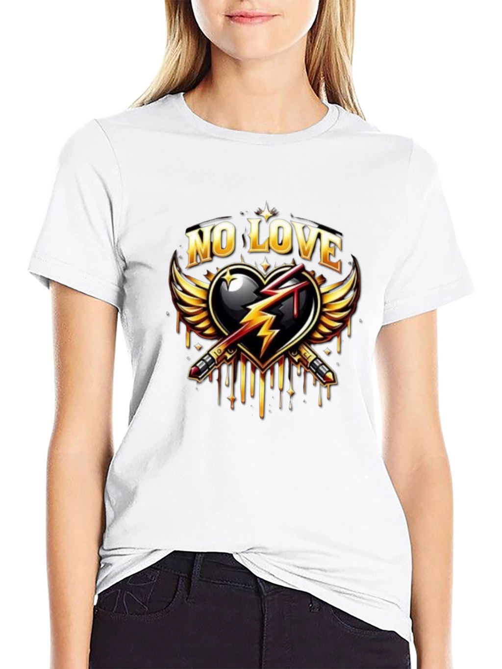 No Love Graphic Print Black T-Shirt