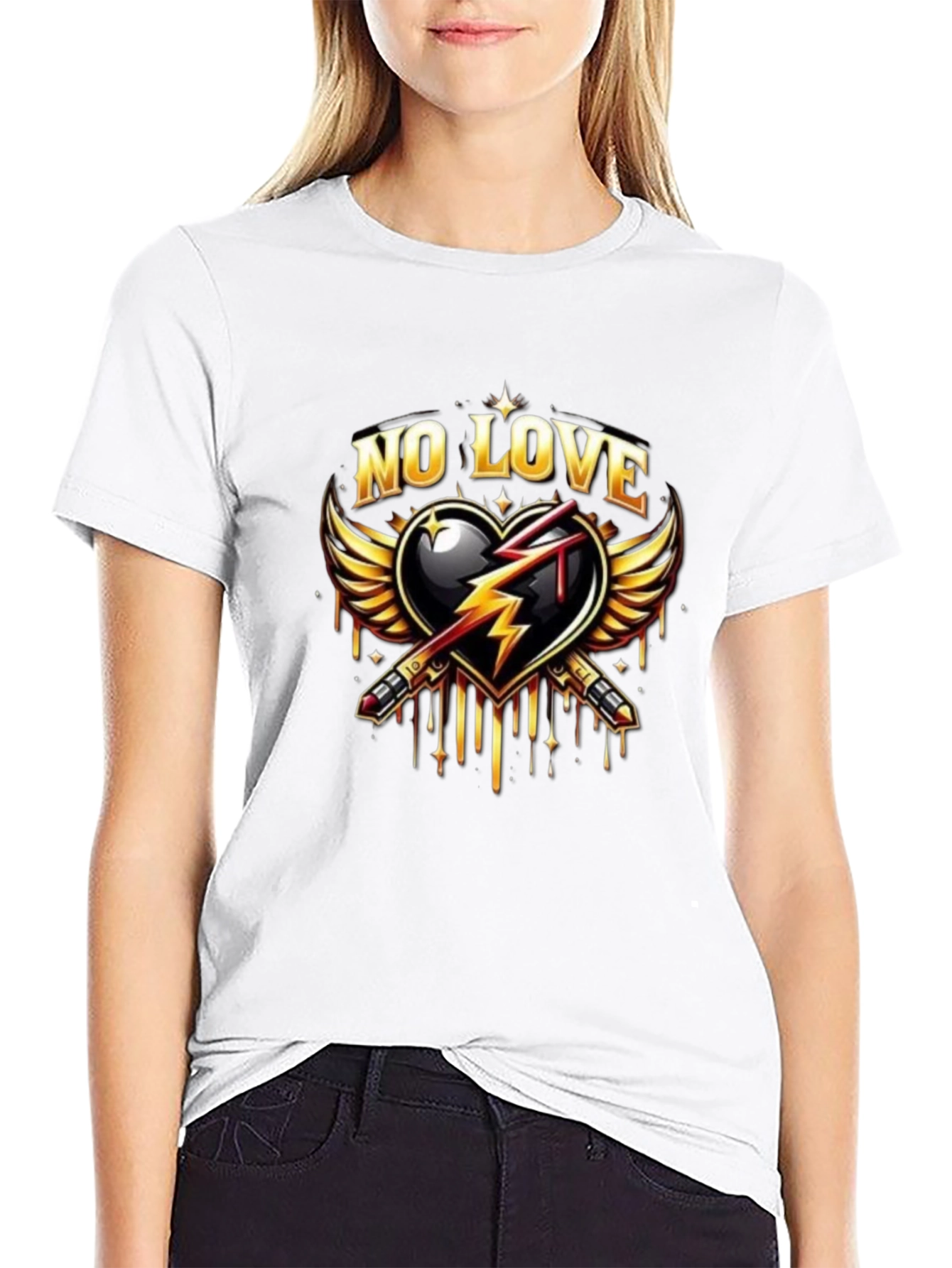 No Love Graphic Print Black T-Shirt