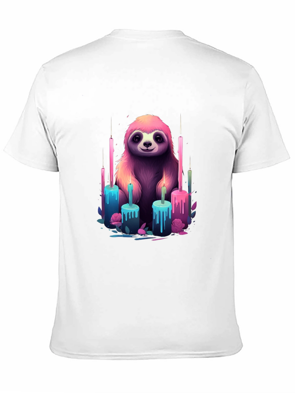 Sloth & Candles Graphic Tee - Black Cotton T-Shirt
