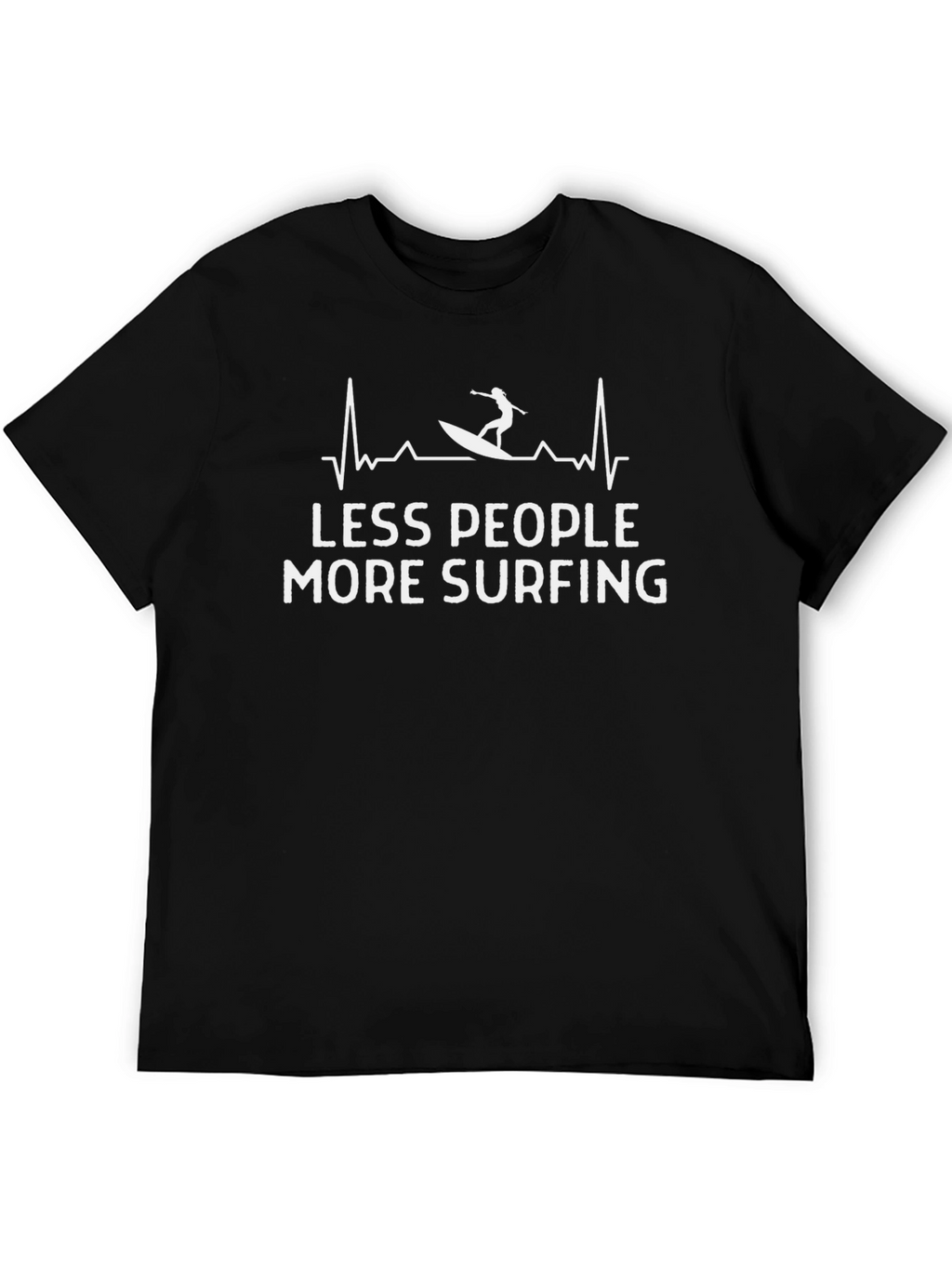 Less People More Surfing Black Graphic T-Shirt