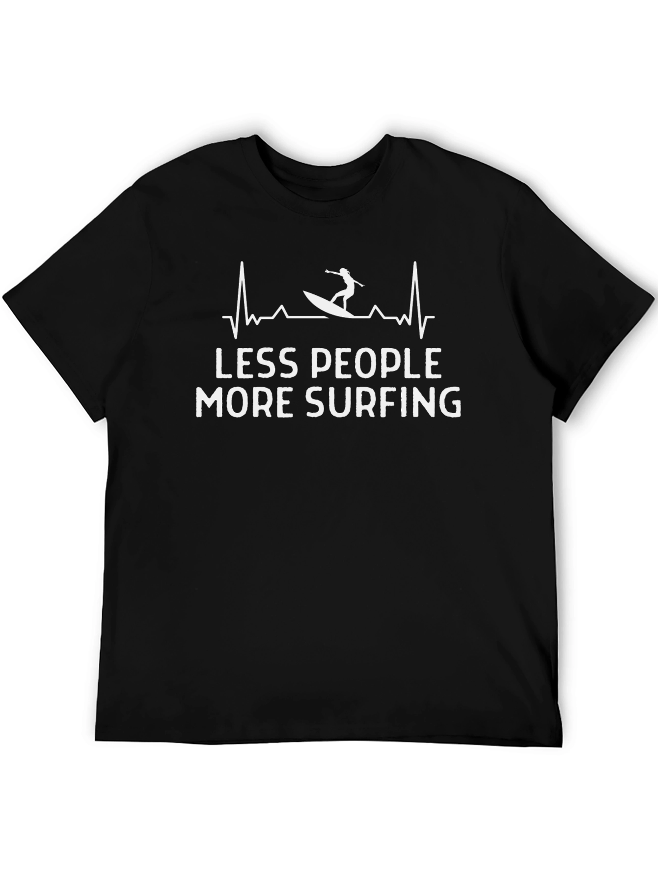 Less People More Surfing Black Graphic T-Shirt