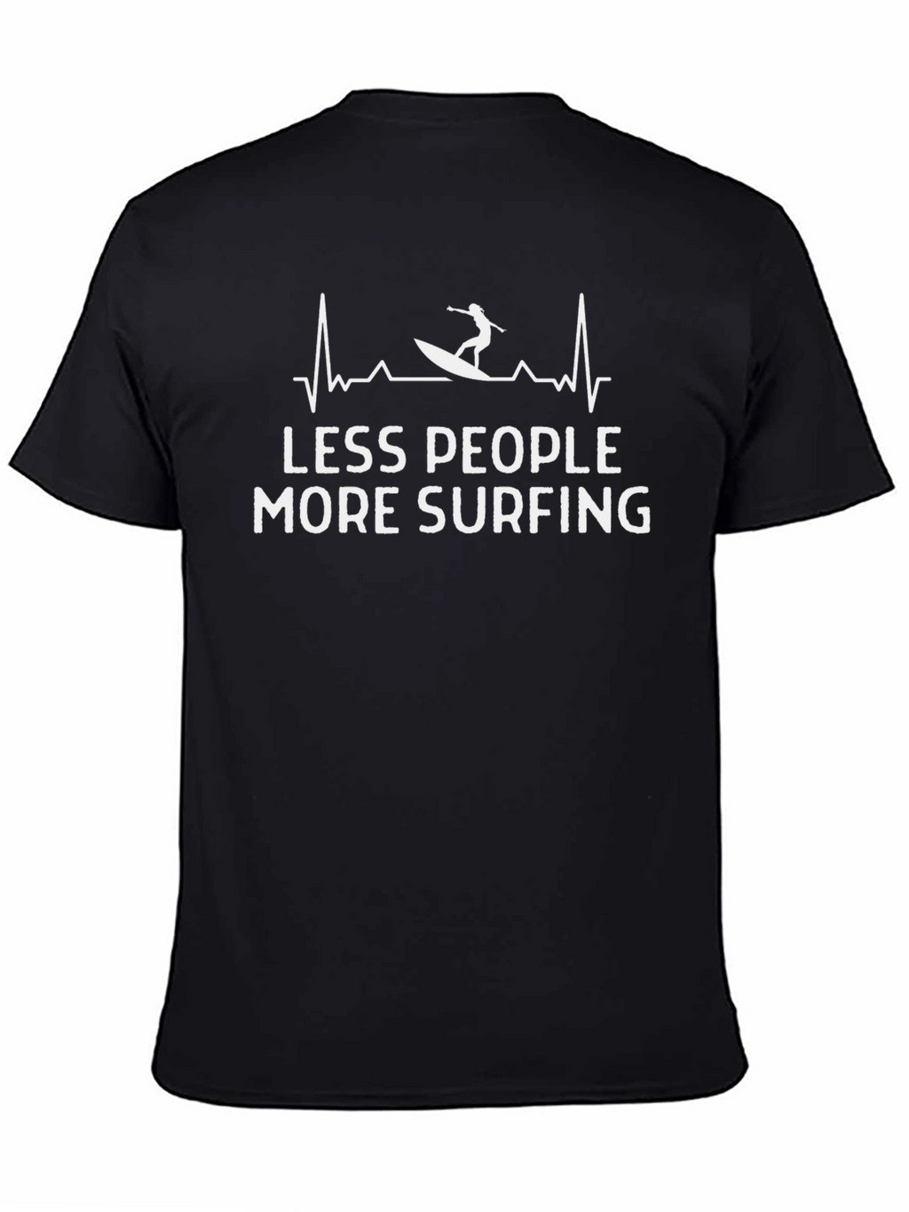 Less People More Surfing Black Graphic T-Shirt