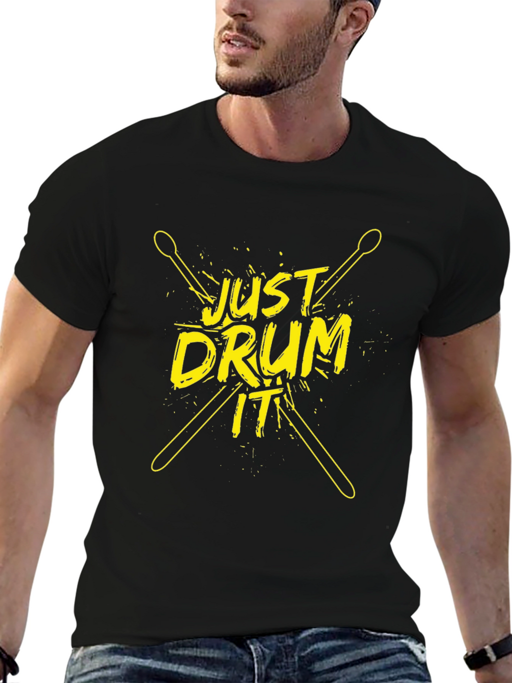 Just Drum It T-Shirt - Black Cotton Tee