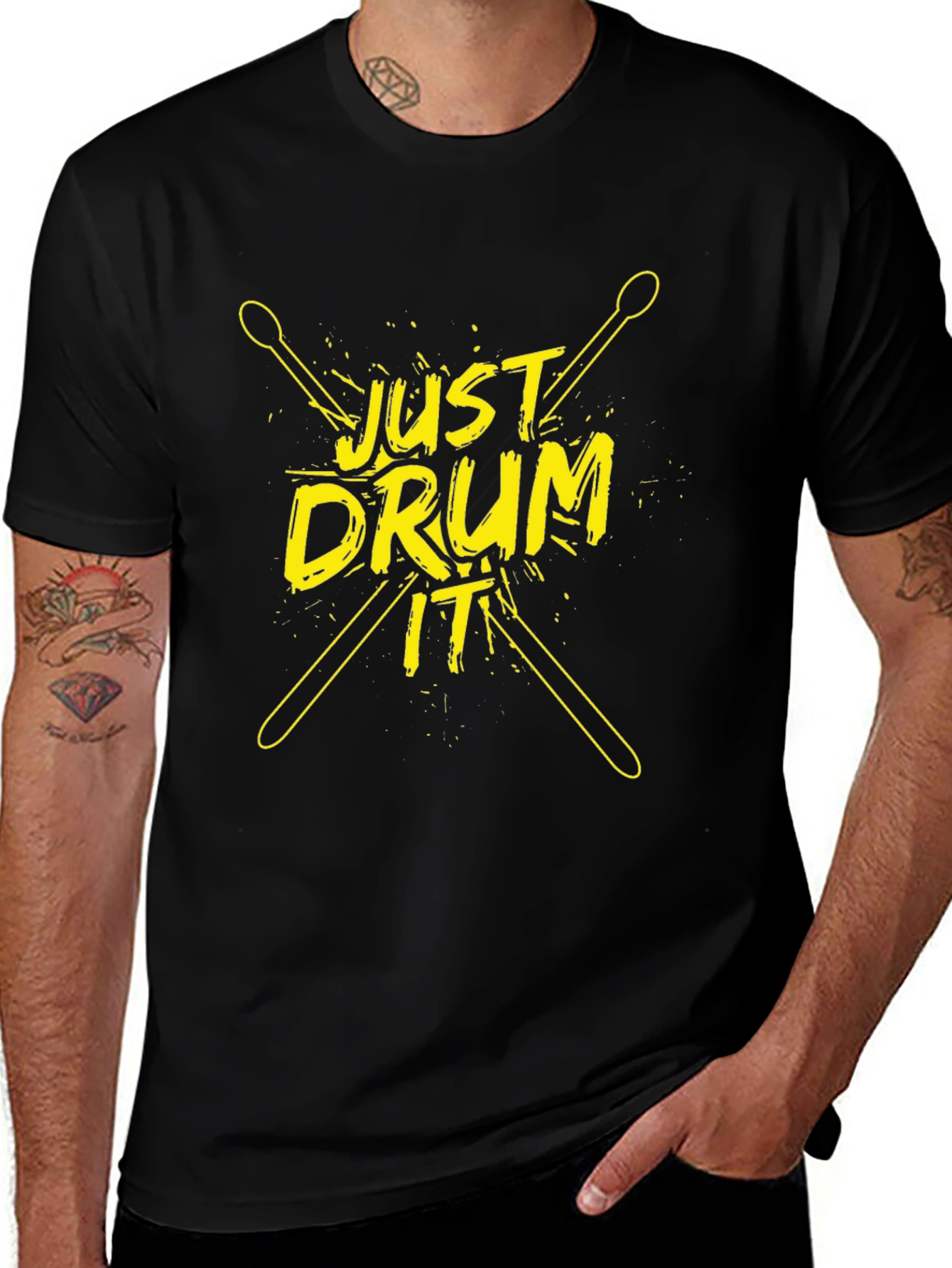 Just Drum It T-Shirt - Black Cotton Tee