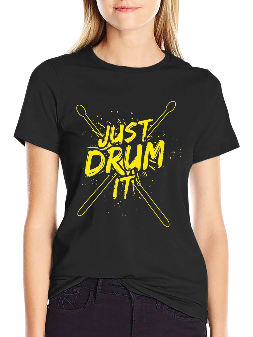 Just Drum It T-Shirt - Black Cotton Tee