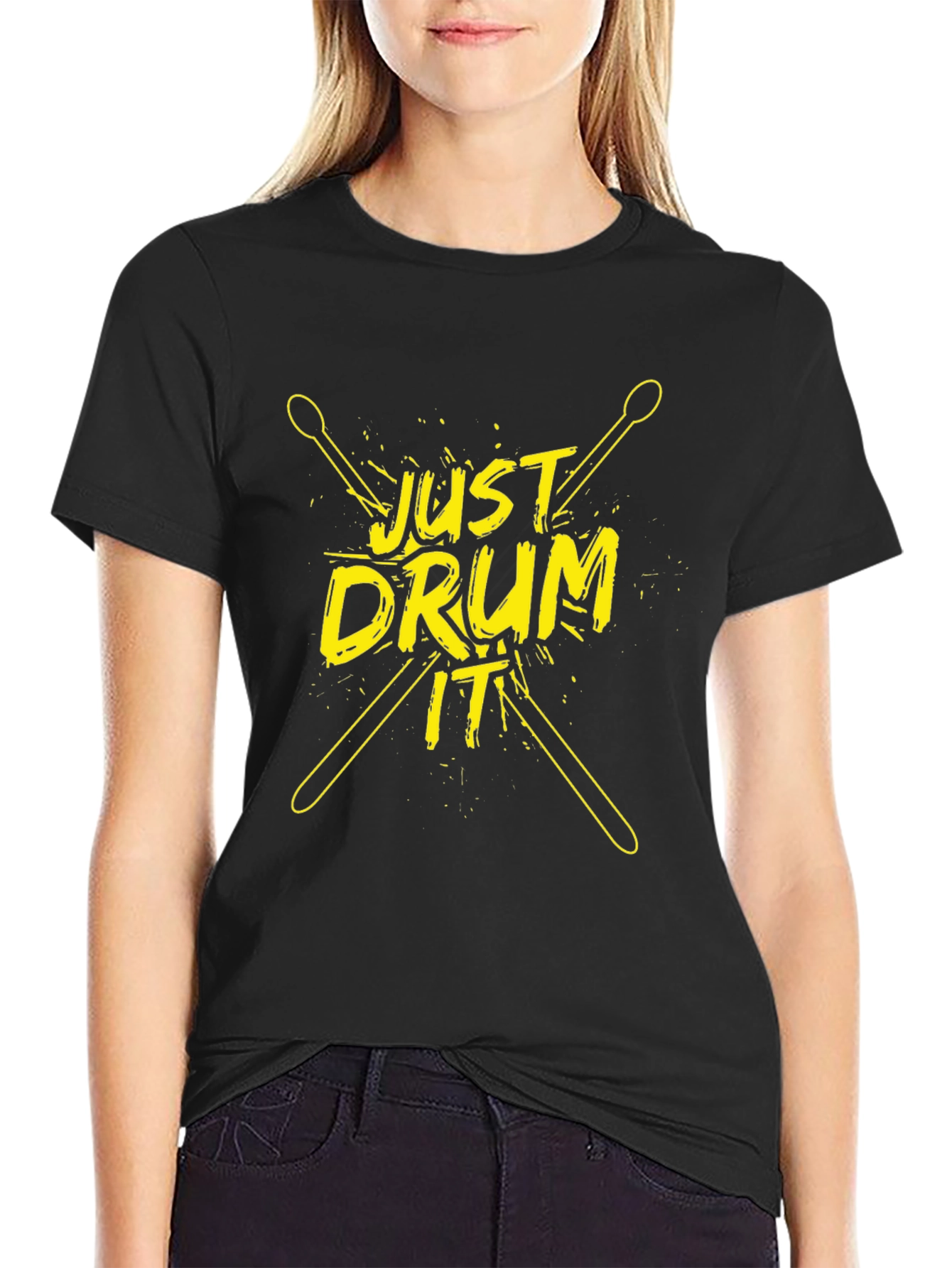 Just Drum It T-Shirt - Black Cotton Tee