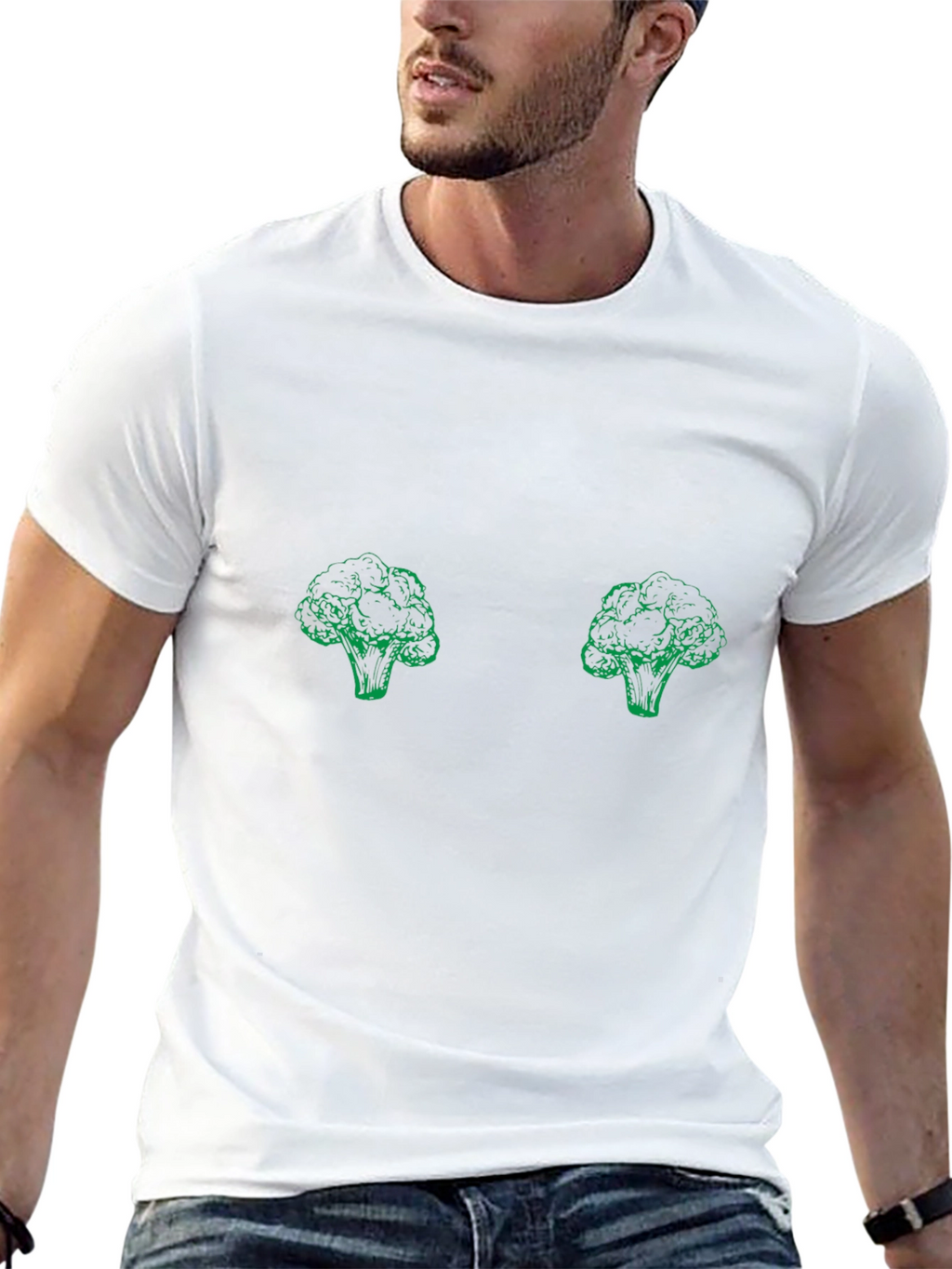 Broccoli Patterned Black T-Shirt