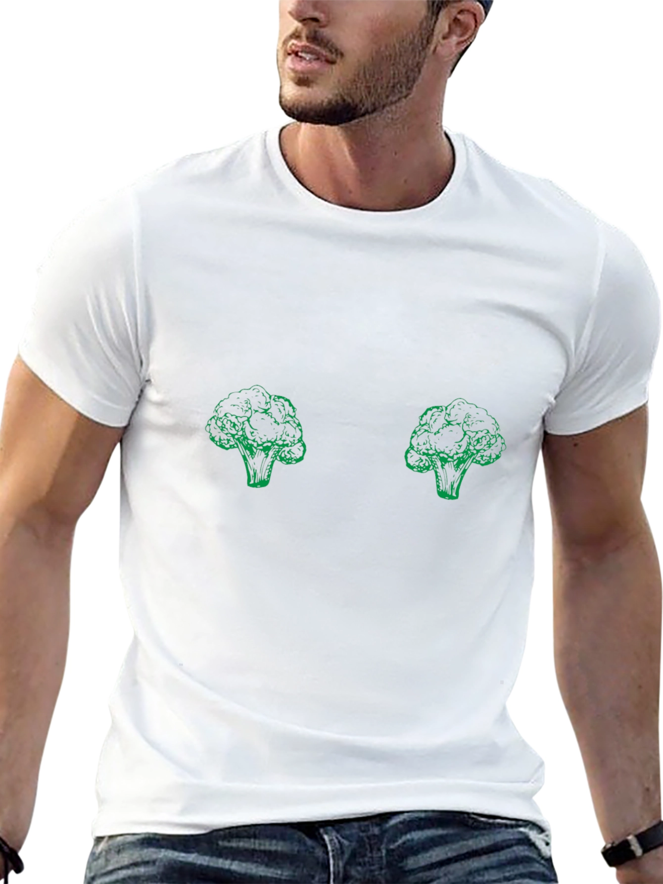 Broccoli Patterned Black T-Shirt