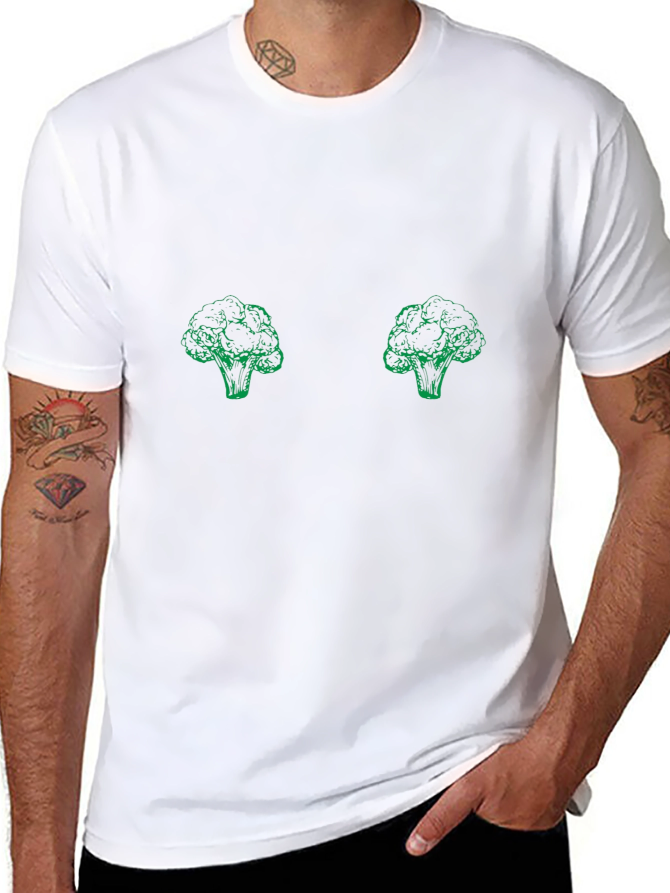 Broccoli Patterned Black T-Shirt
