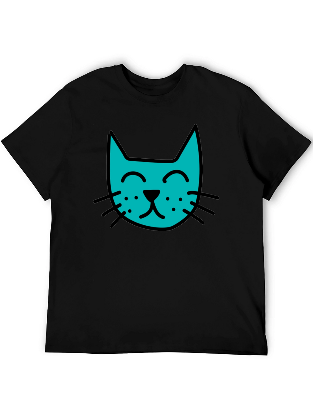 Cool Cat Tee - Black Cotton Blend Casual T-Shirt