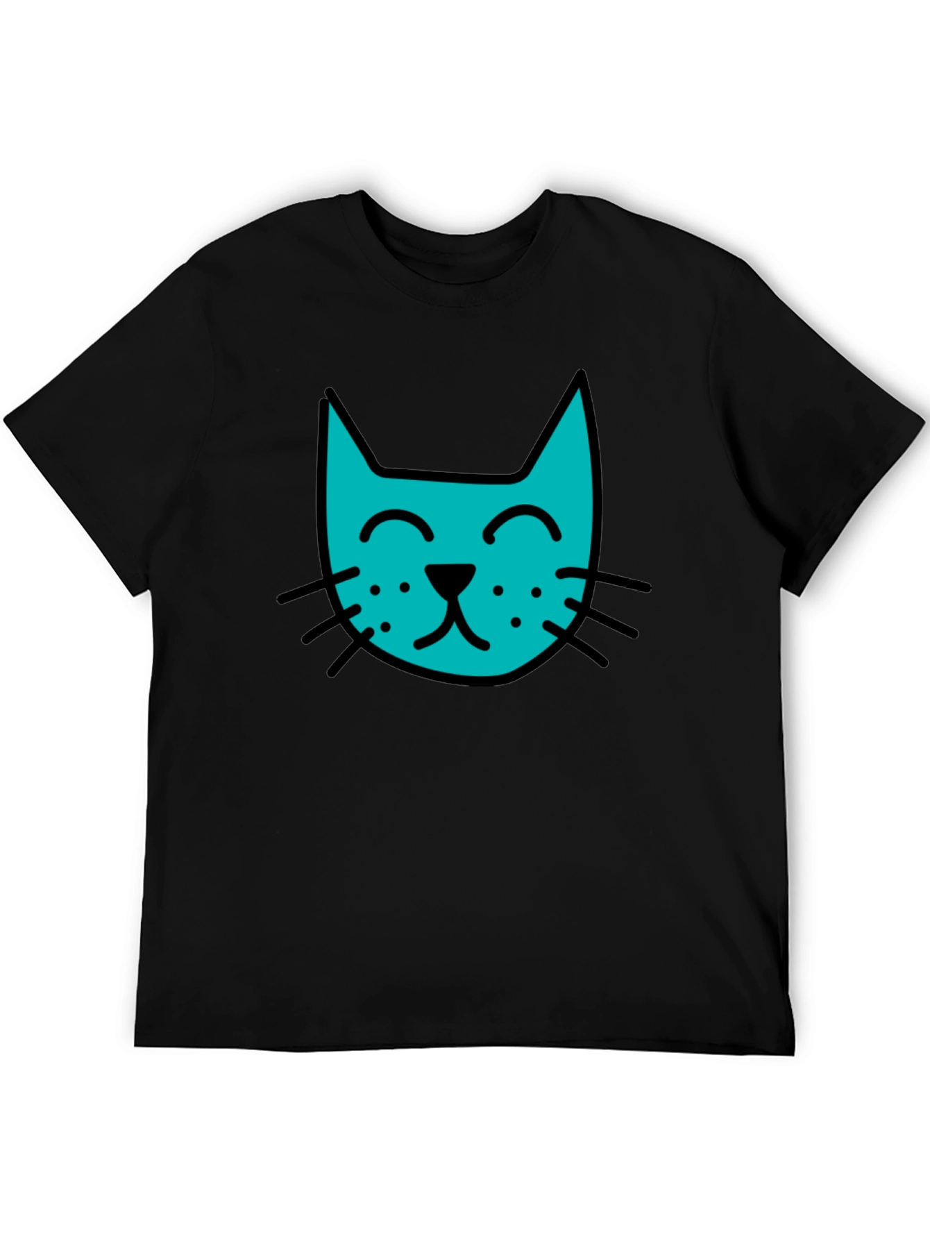 Cool Cat Tee - Black Cotton Blend Casual T-Shirt