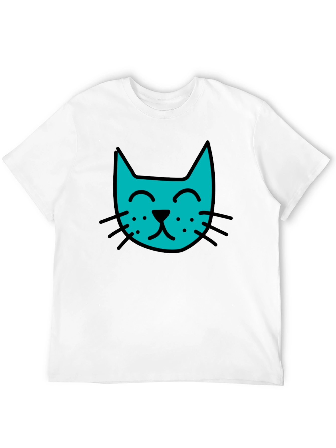 Cool Cat Tee - Black Cotton Blend Casual T-Shirt