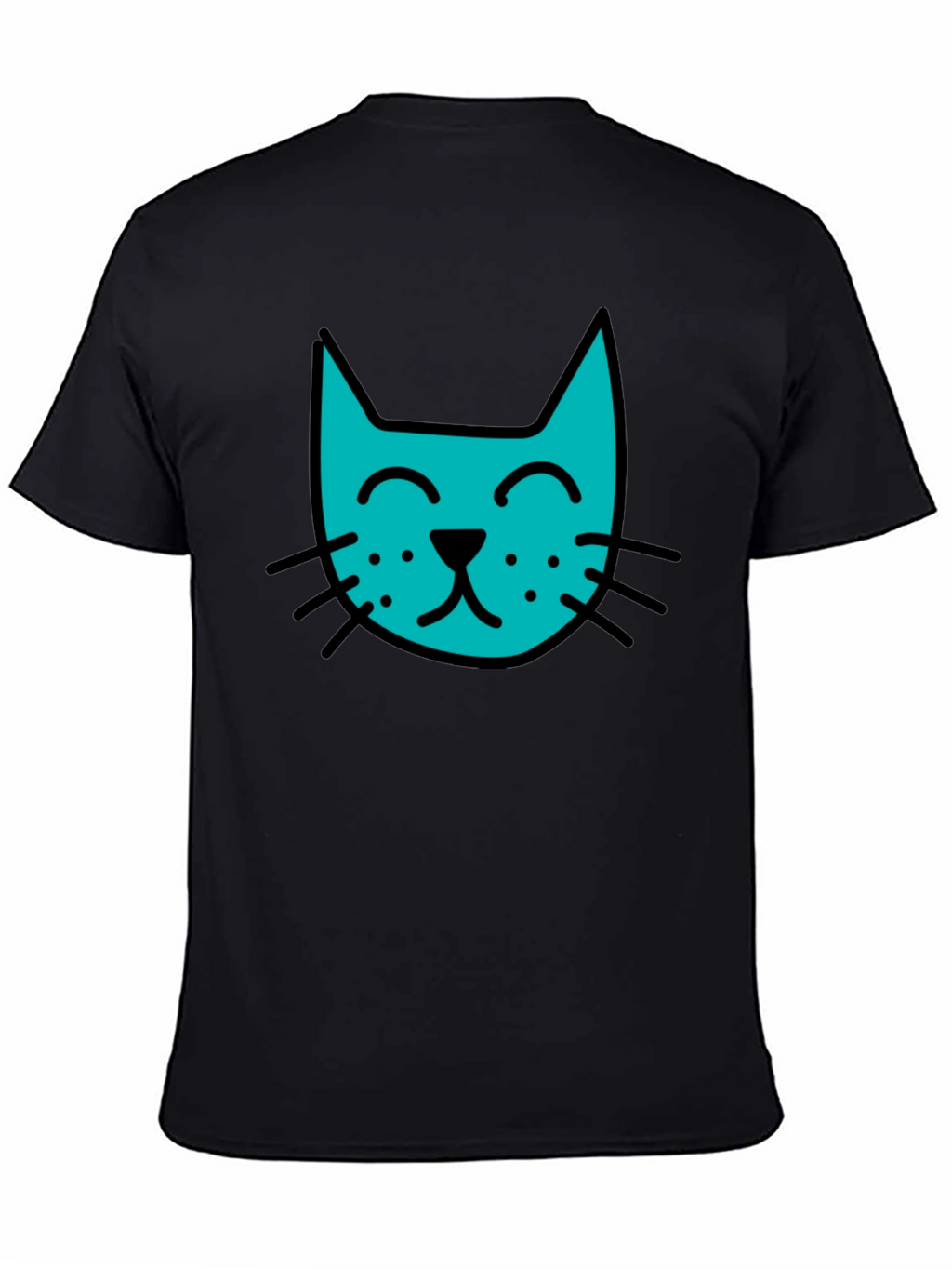 Cool Cat Tee - Black Cotton Blend Casual T-Shirt