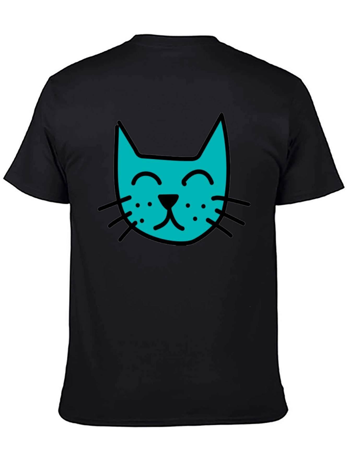 Cool Cat Tee - Black Cotton Blend Casual T-Shirt