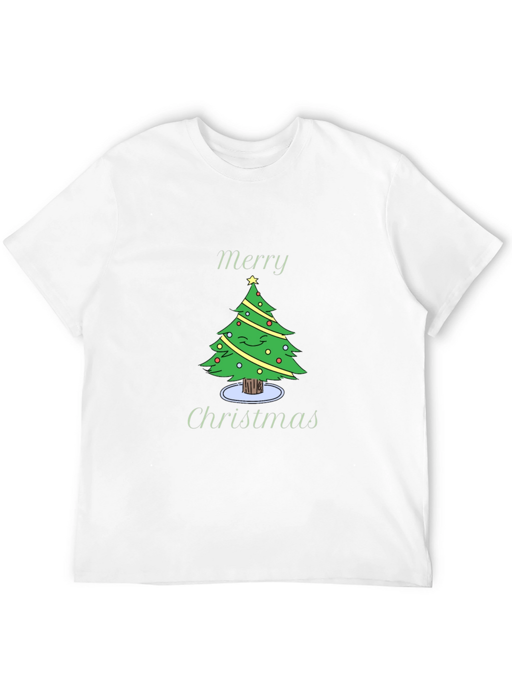Merry Christmas Tree Graphic Black T-Shirt