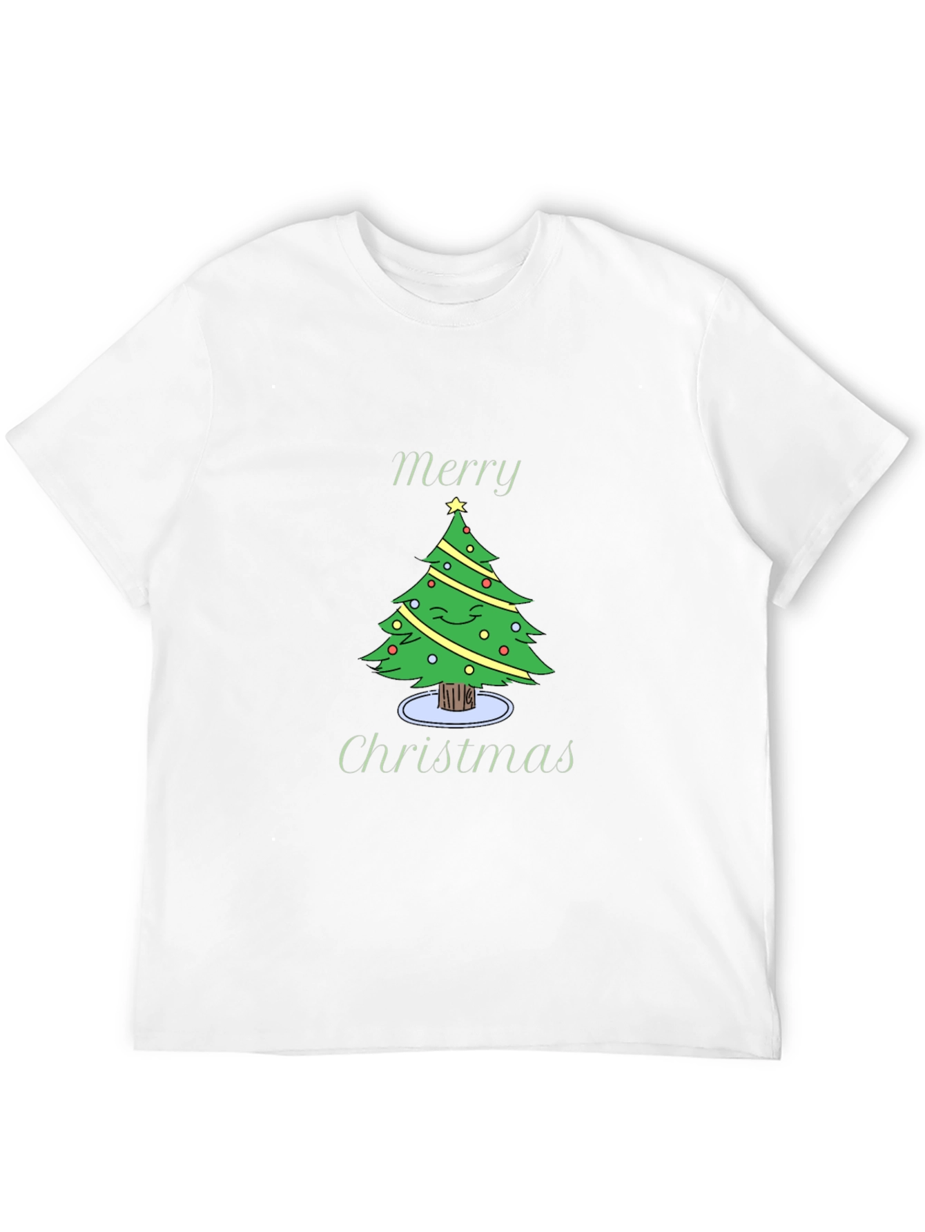Merry Christmas Tree Graphic Black T-Shirt