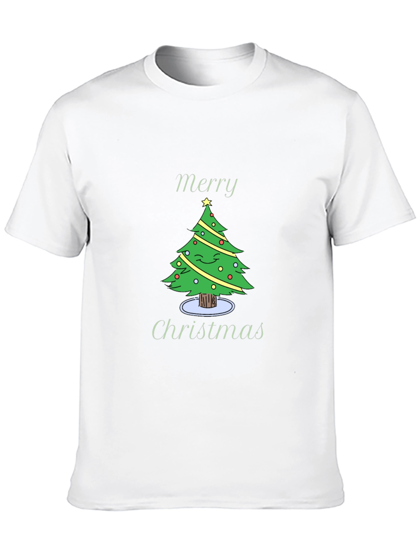 Merry Christmas Tree Graphic Black T-Shirt
