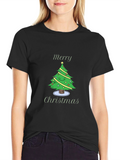 Merry Christmas Tree Graphic Black T-Shirt