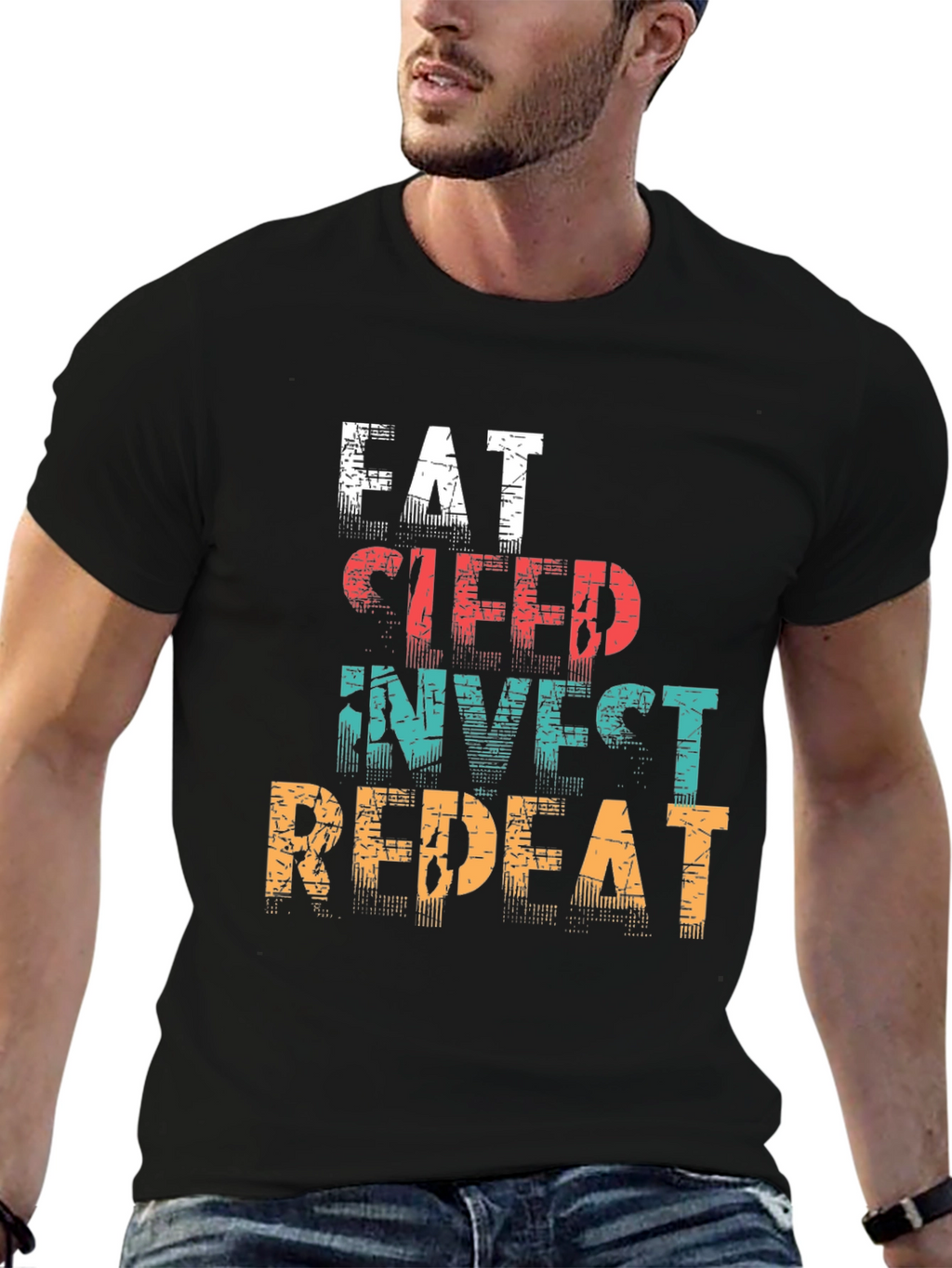 Eat Sleep Invest Repeat Graphic T-Shirt
