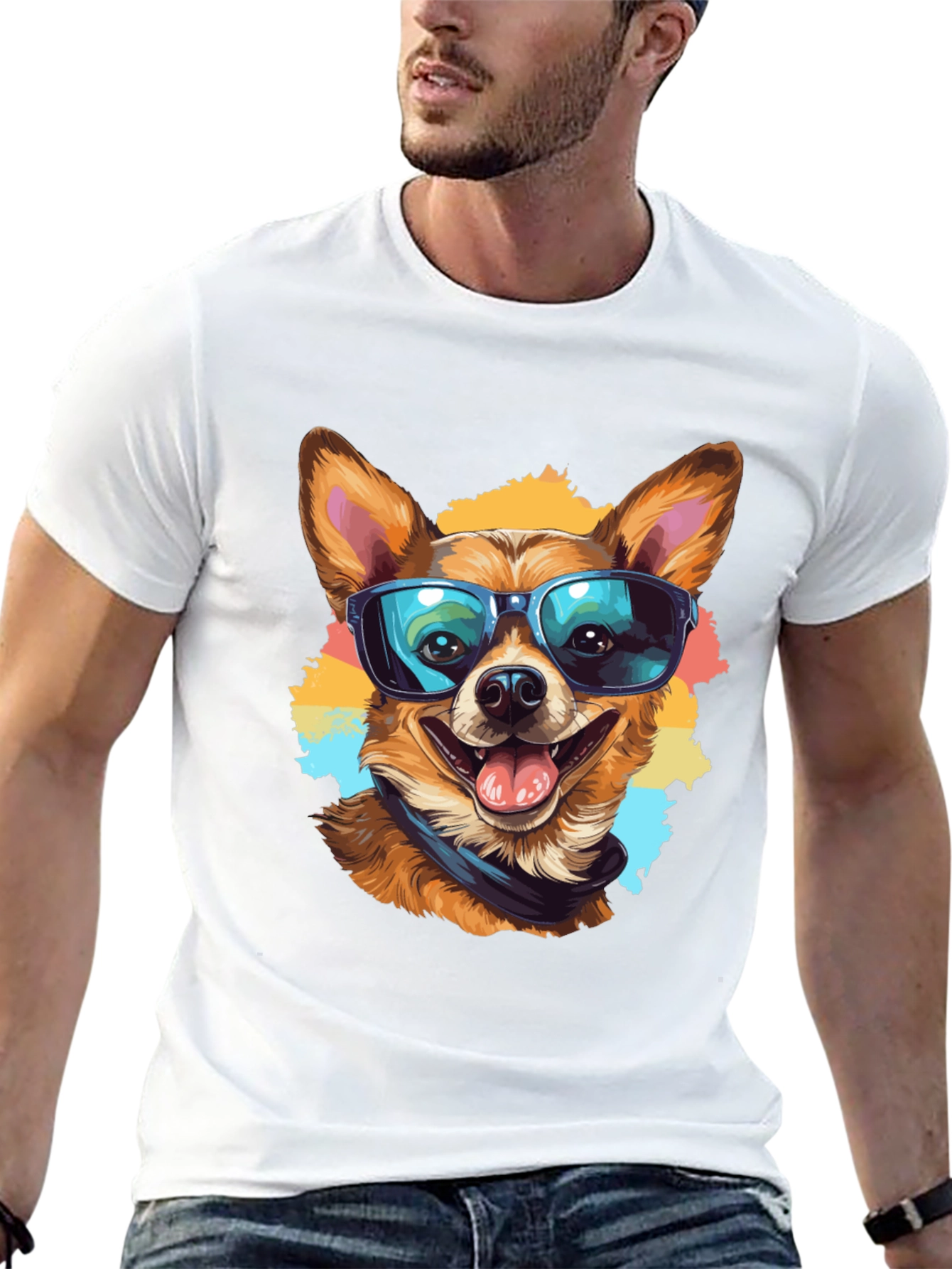 Cool Dog Graphic Tee - Black Cotton T-Shirt