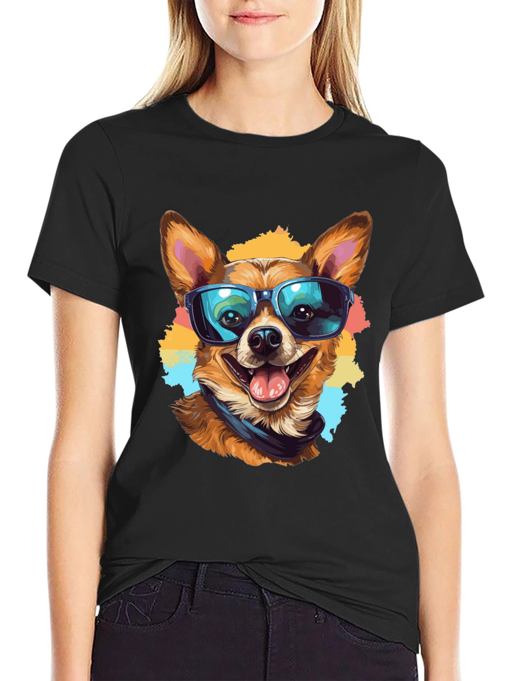 Cool Dog Graphic Tee - Black Cotton T-Shirt