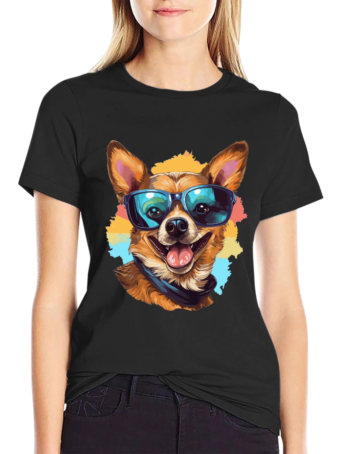 Cool Dog Graphic Tee - Black Cotton T-Shirt